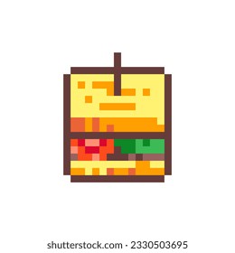 Pixel Art Vector Sandwich. Retro 8 bit Style Food and Bakery Illustration. Ideal for Sticker, Retro Decorative Element, Game Asset, or Cute Geek  Avatar.