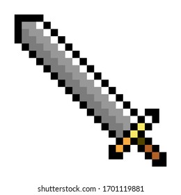 Pixel Art Vector Sword 8 bit Retro Game Style