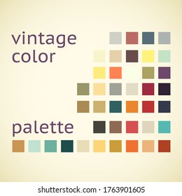 Pixel Art Vector, Vintage Color Palette, Multicolor, Beige Background, Orange, Marun, Green, Grey, Blue, Navy, Green, Yellow, Red, Brown, Powder Pastel, Vector Illustration