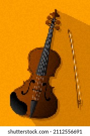 Pixel art vector violin icon