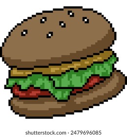 pixel art of vegan plant based burger isolated background