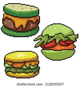arte de píxel de la hamburguesa saludable vegetal
