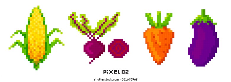 pixel art. vegetable on white background.