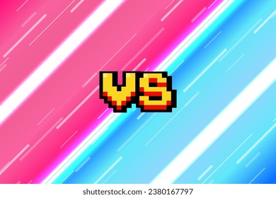 Pixel Art versus Screen Retro Spiel VS Interface. Versus Screen mit Speedlines.