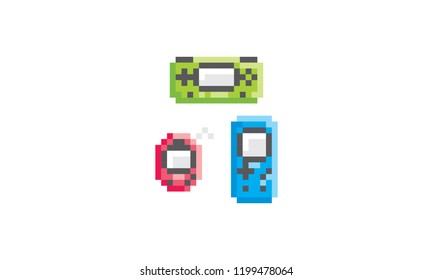 pixel art video game console logo icon vector