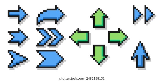 Video Botón Ilustración de píxeles Punteros de 8 bits para los activos del juego. Ilustración vectorial.