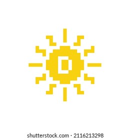 arte de píxeles vitamina D juego vectorial 8 bits icono solar