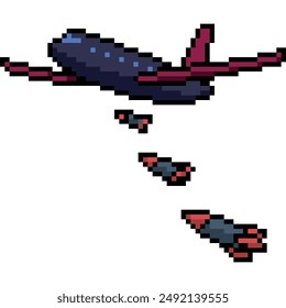 Pixel Art of War Bomb Plane Isolated Background