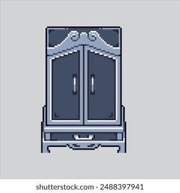 Pixel art Wardrobe cabinet Illustration vector for game design