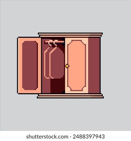 Pixel art Wardrobe cabinet Illustration vector for game design