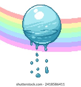 pixel art of water bubble rainbow