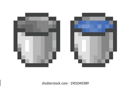 Pixel Art of Water Bucket. Editable vector file.