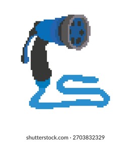 pixel art water hose, vector illustration on isolated background.