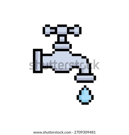 pixel art water tap 8 bit vector icon for computer game logo
