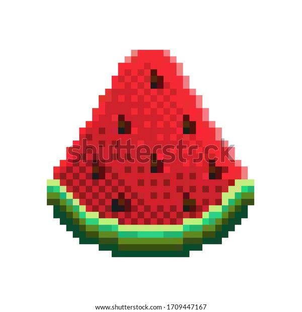 Pixel Art Watermelon Icon 32x32 Vector Stock Vector (Royalty Free ...