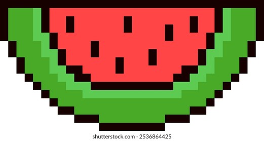 Pixel Art Watermelon Slice Vector Illustration