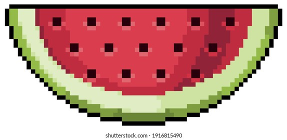 Pixel art watermelon vector icon for 8bit game on white background
