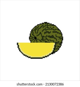Arte de píxeles con sandía. Ilustración vectorial en un fondo blanco.