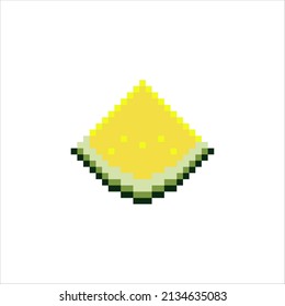 Pixel art with watermelon. Vector illustration on a white background.