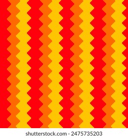 Pixel Art Wavy Red and Yellow Gradient Pattern Lines Background