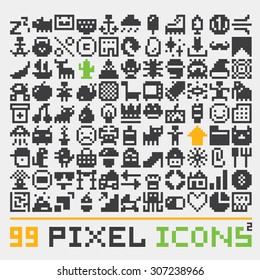 Pixel art web icons vector set 2