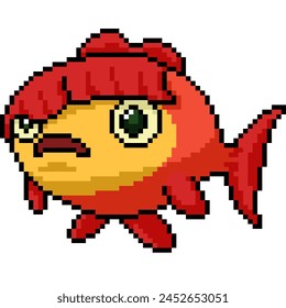 Pixel-Kunst von seltsamen albernen Fisch isoliert Hintergrund