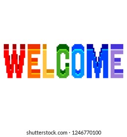 Pixel art welcome text detailed illustration isolated vector