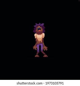 Pixel art werewolf character screaming 