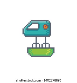 Pixel art whisk icon. Kitchen utensils vector sign for web, mobile design and 8 bit games.