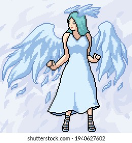 Pixel Art White Angel Pretty Stock Vector (royalty Free) 1940627602 