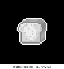 Pixel art white bread isolated on black background. pixel art food