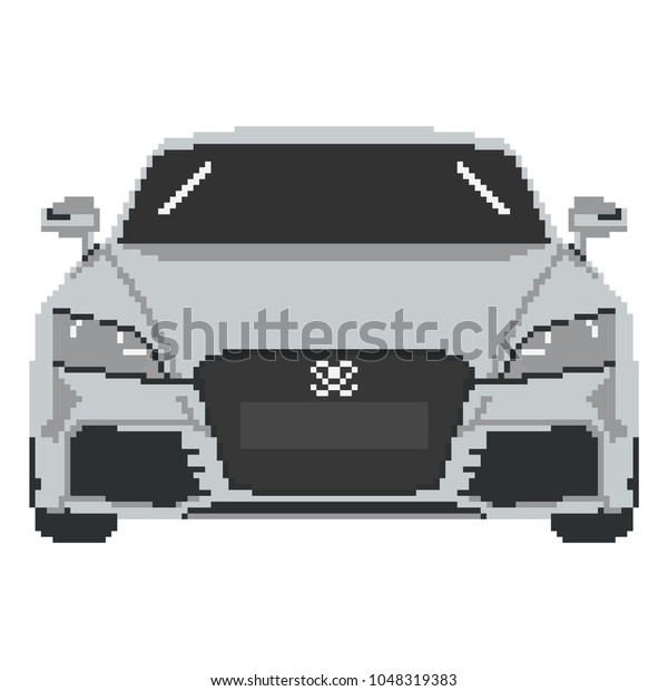 Pixel art, white car, sport. speed, comfort.\
Isolated on white\
background.