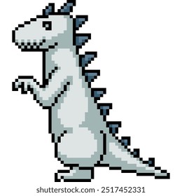 pixel art of white dinosaur monste isolated background