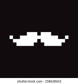 Pixel art white moustaches isolated on white background