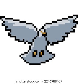pixel art of white pigeon fly