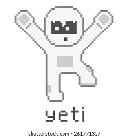 Pixel art white yeti