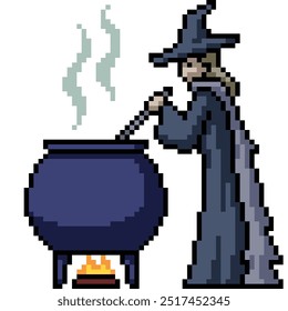 pixel art of wich cook pot isolated background