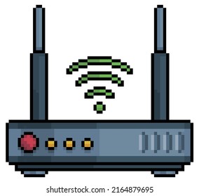 Pixel art WiFi internet router vector icon for 8bit game on white background
