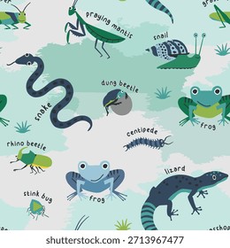 Impresión de ilustración de patrón de vida silvestre de arte de píxeles