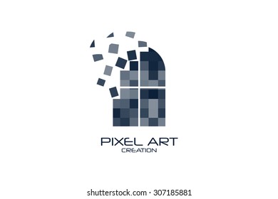 Pixel art window logo on white background.