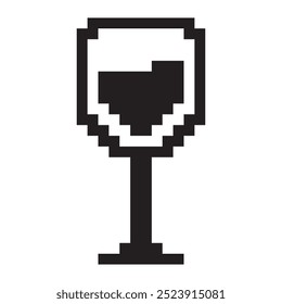 pixel art wine glass icon vector