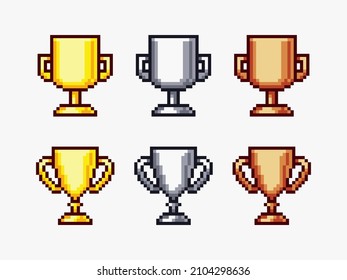 Pixel art of winner cups