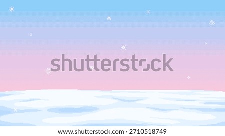Pixel Art Winter Snow Landscape Background
