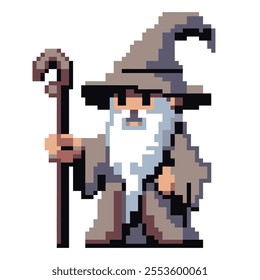 Pixel art wizard with hat game asset