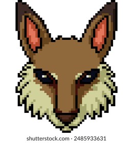 pixel art of wolf face front isolated background