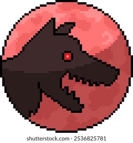 pixel art of wolf on moon isolated background