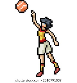 pixel art of woman athlete basketball isolated background