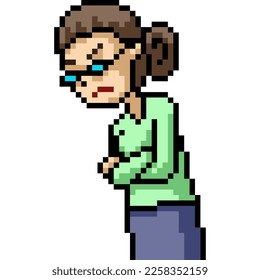 pixel art of woman frown face