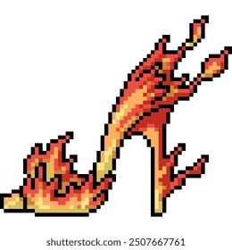 pixel art of woman shoe burn isolated background