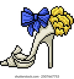 pixel art of woman shoe gift isolated background